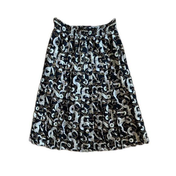VINTAGE 80’s  Diane Freis Black 100% Silk Pleated Midi Skirt  Women's Size 30 - Picture 1 of 6